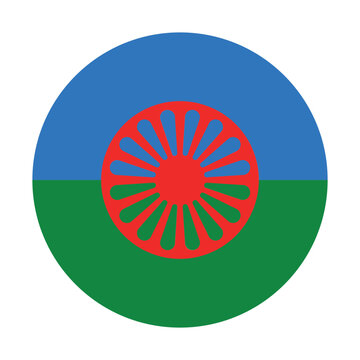 vector gipsy flag in a circle on white background