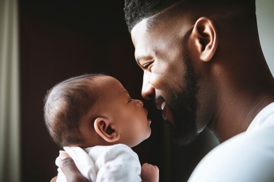 shot of a father bonding with his newborn daughter