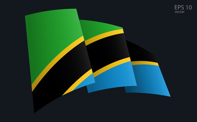 Waving Vector flag of Tanzania. National flag waving symbol. Banner design element.
