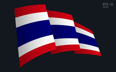Waving Vector flag of Thailand. National flag waving symbol. Banner design element.
