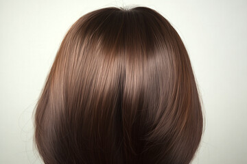 brown-haired color well-groomed dyed hair on woman's head close-up rear view