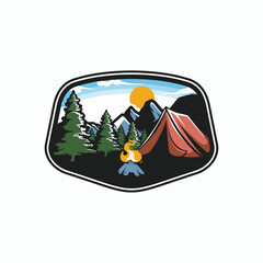 Mountain Adventure Logo. Hiking and Camping Vintage Logo design Vector