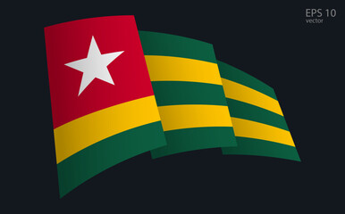 Waving Vector flag of Togo. National flag waving symbol. Banner design element.
