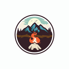 Mountain Adventure Logo. Hiking and Camping Vintage Logo design Vector
