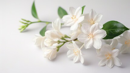Naklejka na ściany i meble Jasmine flowers on white.,Generative ai , Generative, ai