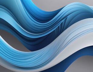 Abstract wallpaper background with smooth and curved lines created by folding wavy paper in the shape of waves, featuring white and blue color.