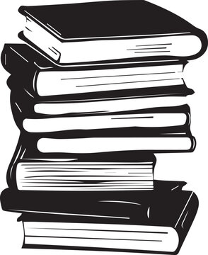 recommend clip art: Stacks of books in black and white illustration symbolizing knowledge, education, and literature