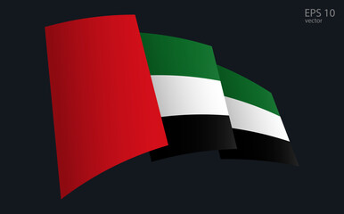 Waving Vector flag of UAE. National flag waving symbol. Banner design element.
