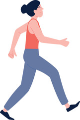 Walking woman side view. Happy smiling person hurry