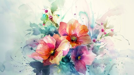 Fototapeta na wymiar Watercolor flowers thank you,Generative ai ,