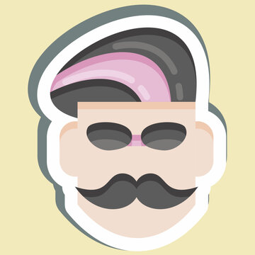 Sticker Mustache. suitable for Barbershop symbol. simple design editable. design template vector. simple illustration