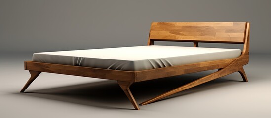 Capture a detailed view of a bed showing its wooden headboard and footboard in focus