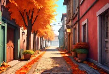 Fotobehang street in autumn © Iqra