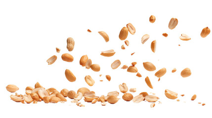 Falling Peanuts on Transparent Background, PNG Format