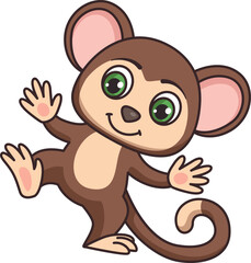 Cartoon monkey. African animal. Wild fauna character