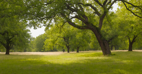 Tranquil park with dense elm tree forest, perfect for nature lovers and leisurely strolls.