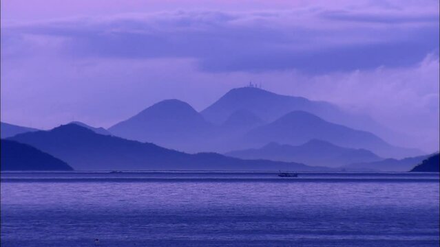 Misty islands at dawn in the Seto Inland Sea &ndash; layered silhouettes after rain, Japan (with natural ambient sound)