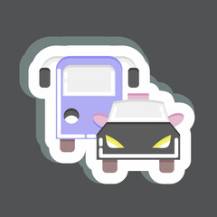 Sticker Bus and Car. suitable for Automotive symbol. simple design editable. design template vector. simple illustration