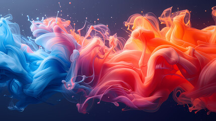Abstract colorful background; Mixture of pink, blue, purple, red and orange; In the shape of smoke vawe