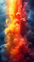 A colorful cloud of smoke; Beautiful abstract background; Mobile wallpaper; A vibrant explosion of colors
