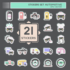 Sticker Set Automotive. suitable for education symbol. simple design editable. design template vector. simple illustration