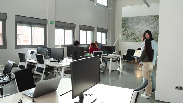 office employees starting the workday