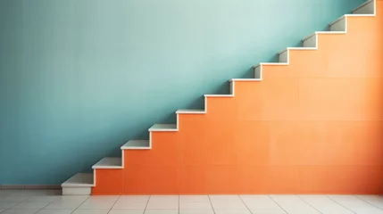 Fotobehang stairs orange and blue © siripimon2525