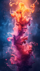  Abstract colorful smoke and liquid explosion; Mobile wallpaper; Beautiful background; Color mixture