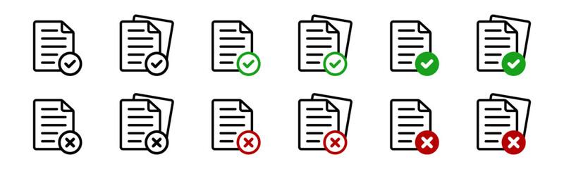 Стандартний RGBDocument with checkmark icon illustration. Simple note symbol. Isolated graphic illustration page. X. List icons in vector design flat style