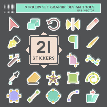 Sticker Set Graphic Design Tools. related to Graphic Design Tools symbol. simple design editable. simple illustration. simple vector