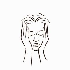 Headache in cartoon, doodle style . Image for t-shirt, web, mobile apps and ui. Isolated 2d vector illustration in logo, icon, sketch style, Eps 10, black and white. AI Generative