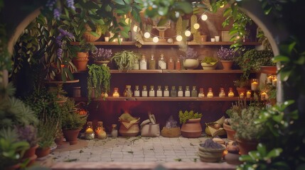 Homeopathic shop with herbs and tinctures. Experience the transformative power of homeopathy through our carefully curated herbs and tinctures, tailored for your needs. - obrazy, fototapety, plakaty