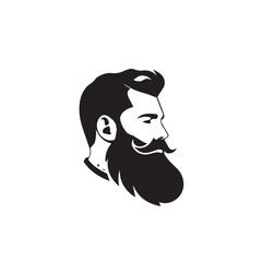 Bearded Man in cartoon, doodle style . Image for t-shirt, web, mobile apps and ui. Isolated 2d vector illustration in logo, icon, sketch style, Eps 10, black and white. AI Generative
