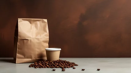 Keuken foto achterwand a paper bag and coffee cup © Cristina