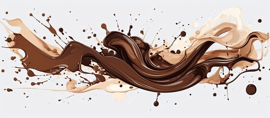 An artistic illustration of a splash of chocolate and whipped cream on a white background, resembling a painting on wood. The ingredients look natural and the font adds a touch of cuisine