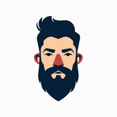 Obraz na płótnie Canvas Bearded Man in cartoon, doodle style. Image for t-shirt, web, mobile apps and ui. Isolated 2d vector illustration in logo, icon, sketch style, Eps 10. AI Generative