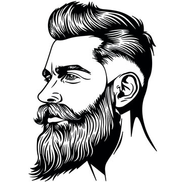 Bearded Man in cartoon, doodle style. Image for t-shirt, web, mobile apps and ui. Isolated 2d vector illustration in logo, icon, sketch style, Eps 10. AI Generative