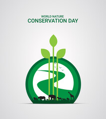 World nature conservation day, conservation day design for social media banner, poster, 3D Illustration