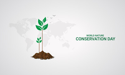 World nature conservation day, conservation day design for social media banner, poster, 3D Illustration