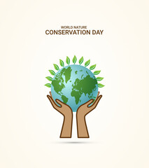 World nature conservation day, conservation day design for social media banner, poster, 3D Illustration