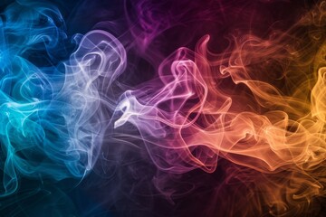 Vibrant rainbow hues blend seamlessly in wisps of smoke, creating a mesmerizing abstract pattern.