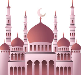Islamic icon set. Flat illustration of mosque vector icons for web design Free Vector
