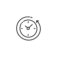 Hand Drawn flat icon for back in time clock