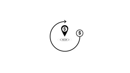 Abstract location tracking point and radio waves signal icon illustration. - obrazy, fototapety, plakaty