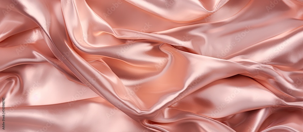 Poster A close up of a petal pink satin fabric, resembling the softness of a peach. The delicate pattern and texture evoke a sense of art and gesture, like a painting in shades of magenta