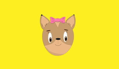 the head of a girl's dog on a yellow background