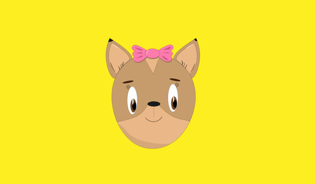 the head of a girl's dog on a yellow background