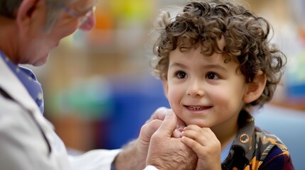 childhood vaccination: a gentle and reassuring moment - obrazy, fototapety, plakaty