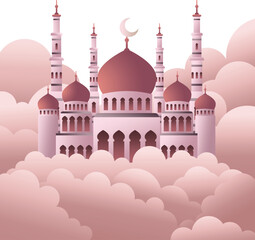 Islamic icon set. Flat illustration of mosque vector icons for web design Free Vector