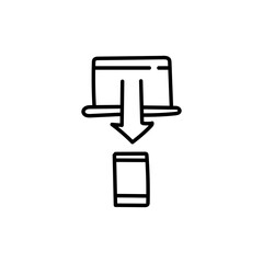 Hand Drawn flat icon for phone connecting on laptop